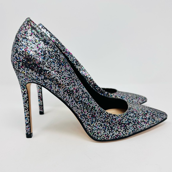 Mix No. 6 Danyah Festive Glam Grey Glitter Pumps - Picture 2 of 13